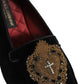 Dolce & Gabbana Black Velvet Sacred Heart Dress Loafers Shoes