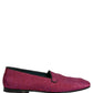 Dolce & Gabbana Pink Glitter Lurex Logo Dress Loafers Shoes