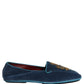 Dolce & Gabbana Blue Velvet Crown Embroidery Loafers Shoes