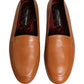 Dolce & Gabbana Brown Leather Logo Slip On Men Loafers Shoes
