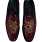 Dolce & Gabbana Violet Velvet Rhinestone Sequin Loafers Shoes