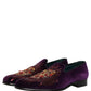 Dolce & Gabbana Violet Velvet Rhinestone Sequin Loafers Shoes