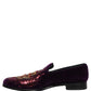 Dolce & Gabbana Violet Velvet Rhinestone Sequin Loafers Shoes