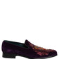 Dolce & Gabbana Violet Velvet Rhinestone Sequin Loafers Shoes