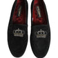 Dolce & Gabbana Black Crown Embellished Dress Loafers Shoes
