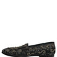 Dolce & Gabbana Black Rhinestone Embellished Loafers Shoes
