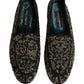 Dolce & Gabbana Black Gold Embellished Dress Loafers Shoes