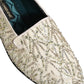 Dolce & Gabbana White Velvet Embroidered Dress Loafers Shoes
