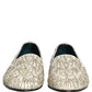 Dolce & Gabbana White Velvet Embroidered Dress Loafers Shoes