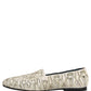 Dolce & Gabbana White Velvet Embroidered Dress Loafers Shoes
