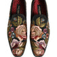 Dolce & Gabbana Black Velvet Floral Embroidery Loafers Shoes