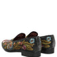 Dolce & Gabbana Black Velvet Floral Embroidery Loafers Shoes