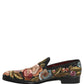 Dolce & Gabbana Black Velvet Floral Embroidery Loafers Shoes