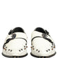 Dolce & Gabbana White Studded Formal Dress Monk Strap Shoes