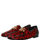Dolce & Gabbana Red Leopard Print Pony Hair Dress Loafers Shoes