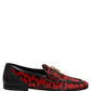 Dolce & Gabbana Red Leopard Print Pony Hair Dress Loafers Shoes