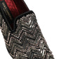 Dolce & Gabbana Black Velvet Floral Embellished Loafers Shoes