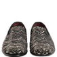 Dolce & Gabbana Black Velvet Floral Embellished Loafers Shoes