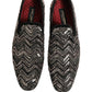 Dolce & Gabbana Black Velvet Floral Embellished Loafers Shoes