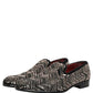 Dolce & Gabbana Black Velvet Floral Embellished Loafers Shoes