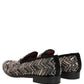 Dolce & Gabbana Black Velvet Floral Embellished Loafers Shoes
