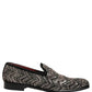 Dolce & Gabbana Black Velvet Floral Embellished Loafers Shoes