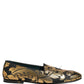 Dolce & Gabbana Black Gold Floral Jacquard Dress Loafers Shoes