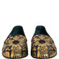 Dolce & Gabbana Black Gold Floral Jacquard Dress Loafers Shoes