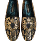 Dolce & Gabbana Black Gold Floral Jacquard Dress Loafers Shoes