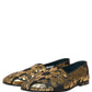 Dolce & Gabbana Black Gold Floral Jacquard Dress Loafers Shoes