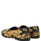 Dolce & Gabbana Black Gold Floral Jacquard Dress Loafers Shoes