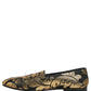 Dolce & Gabbana Black Gold Floral Jacquard Dress Loafers Shoes