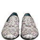 Dolce & Gabbana White Sequined Formal Slip On Loafers Shoes