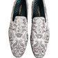 Dolce & Gabbana White Sequined Formal Slip On Loafers Shoes