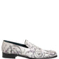 Dolce & Gabbana White Sequined Formal Slip On Loafers Shoes
