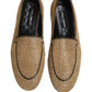 Dolce & Gabbana Gold Crystal Embellished Men Loafers Shoes