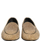 Dolce & Gabbana Gold Crystal Embellished Men Loafers Shoes