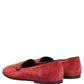 Dolce & Gabbana Red Velvet Logo Embroidery Men Loafers Shoes
