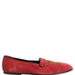 Dolce & Gabbana Red Velvet Logo Embroidery Men Loafers Shoes