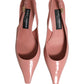 Dolce & Gabbana Pink Leather Mid Heels Slingbacks Shoes