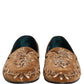 Dolce & Gabbana Brown Velvet Floral Embroidery Loafers Shoes