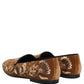Dolce & Gabbana Brown Velvet Floral Embroidery Loafers Shoes