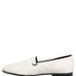 Dolce & Gabbana White Velvet Slip On Men Flats Loafers Shoes