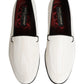 Dolce & Gabbana White Velvet Slip On Men Flats Loafers Shoes