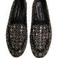 Dolce & Gabbana Silver Leather Logo Slip On Loafers Shoes