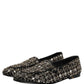 Dolce & Gabbana Silver Leather Logo Slip On Loafers Shoes