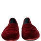 Dolce & Gabbana Maroon Velvet Slip On Men Flats Loafers Shoes