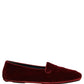 Dolce & Gabbana Maroon Velvet Slip On Men Flats Loafers Shoes