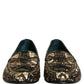 Dolce & Gabbana Black Gold Embellished Slip On Loafers Shoes