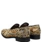 Dolce & Gabbana Gold Brocade Slip On Men Dress Loafers Shoes